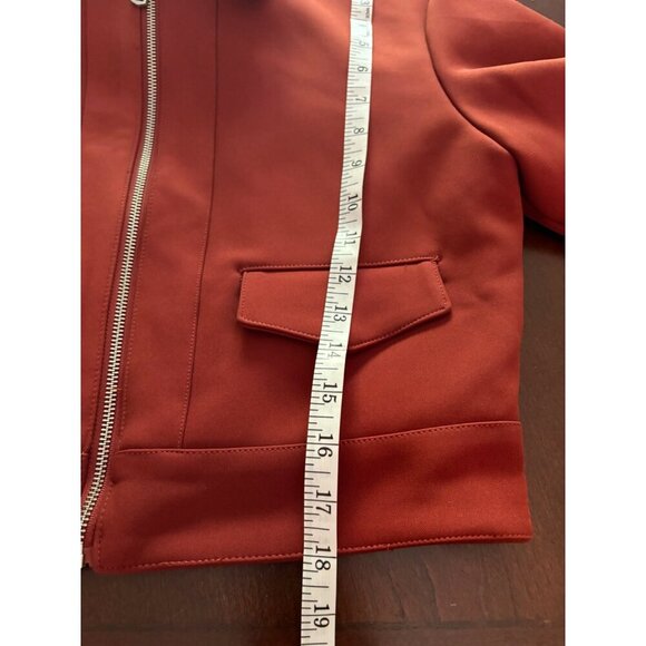 SFAM 7 For All Mankind Cropped Casual Moto Barrel Sleeve Jacket Rust/Orange XS - Picture 11 of 14
